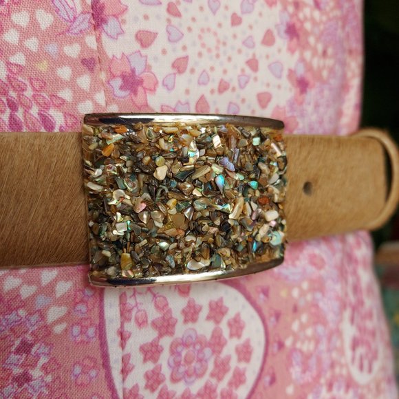 Ana Firenze S 1646 Italian leather & Abalone Belt - Picture 2 of 7